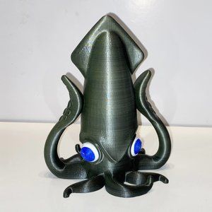 Handmade 3D Printed Squid Coin Bank Ocean Sealife Black